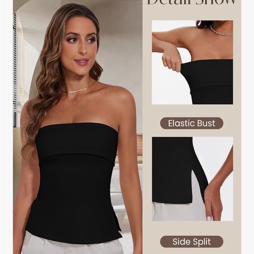 Strapless Black Women's Top - Sleek Tube Style - Picture 2 of 8